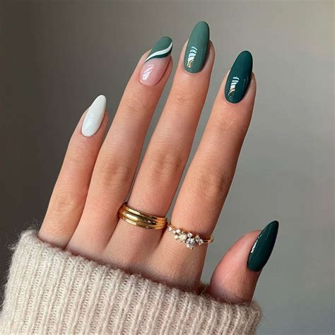 green acrylic nails ideas|green nail polish designs.